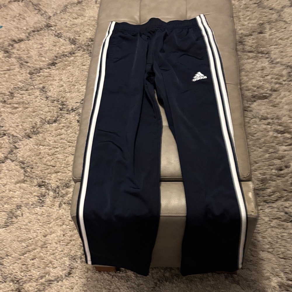 Adidas Kids Dark Blue Joggers with White Stripes